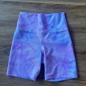 Beach riot biker shorts. Pink and purple tie dye